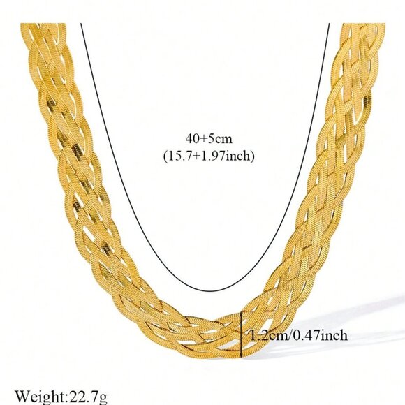 Golden Casual Women's Handmade Stainless Steel Woven Razor Blade Necklace - Picture 6 of 7